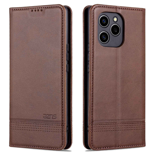 AZNS For Honor 60 SE Adjustable Stand Textured Leather Phone Case Anti-fall Magnetic Auto-absorbed Shell with Wallet