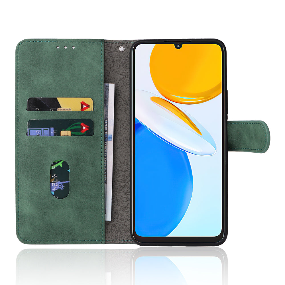 For Honor X7 Flip Wallet Phone Case Skin-touch Feeling Leather Stand Function TPU Inner Shell Shockproof Cover with Strap
