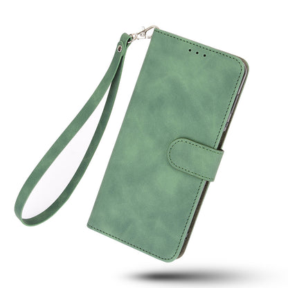 For Honor X7 Flip Wallet Phone Case Skin-touch Feeling Leather Stand Function TPU Inner Shell Shockproof Cover with Strap