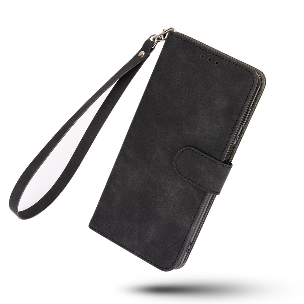 For Honor X7 Flip Wallet Phone Case Skin-touch Feeling Leather Stand Function TPU Inner Shell Shockproof Cover with Strap