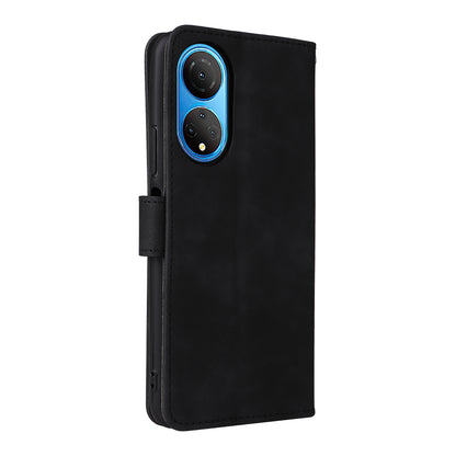 For Honor X7 Flip Wallet Phone Case Skin-touch Feeling Leather Stand Function TPU Inner Shell Shockproof Cover with Strap