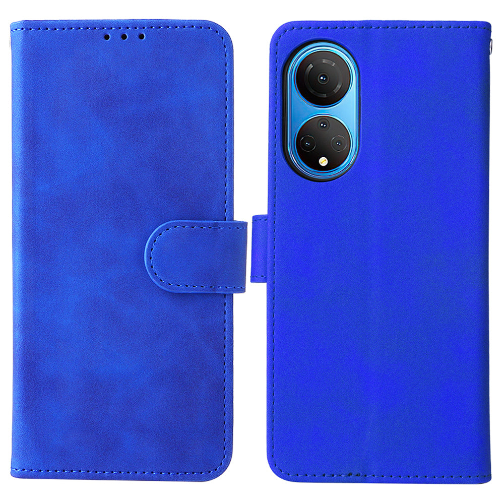For Honor X7 Flip Wallet Phone Case Skin-touch Feeling Leather Stand Function TPU Inner Shell Shockproof Cover with Strap