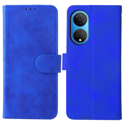 For Honor X7 Flip Wallet Phone Case Skin-touch Feeling Leather Stand Function TPU Inner Shell Shockproof Cover with Strap