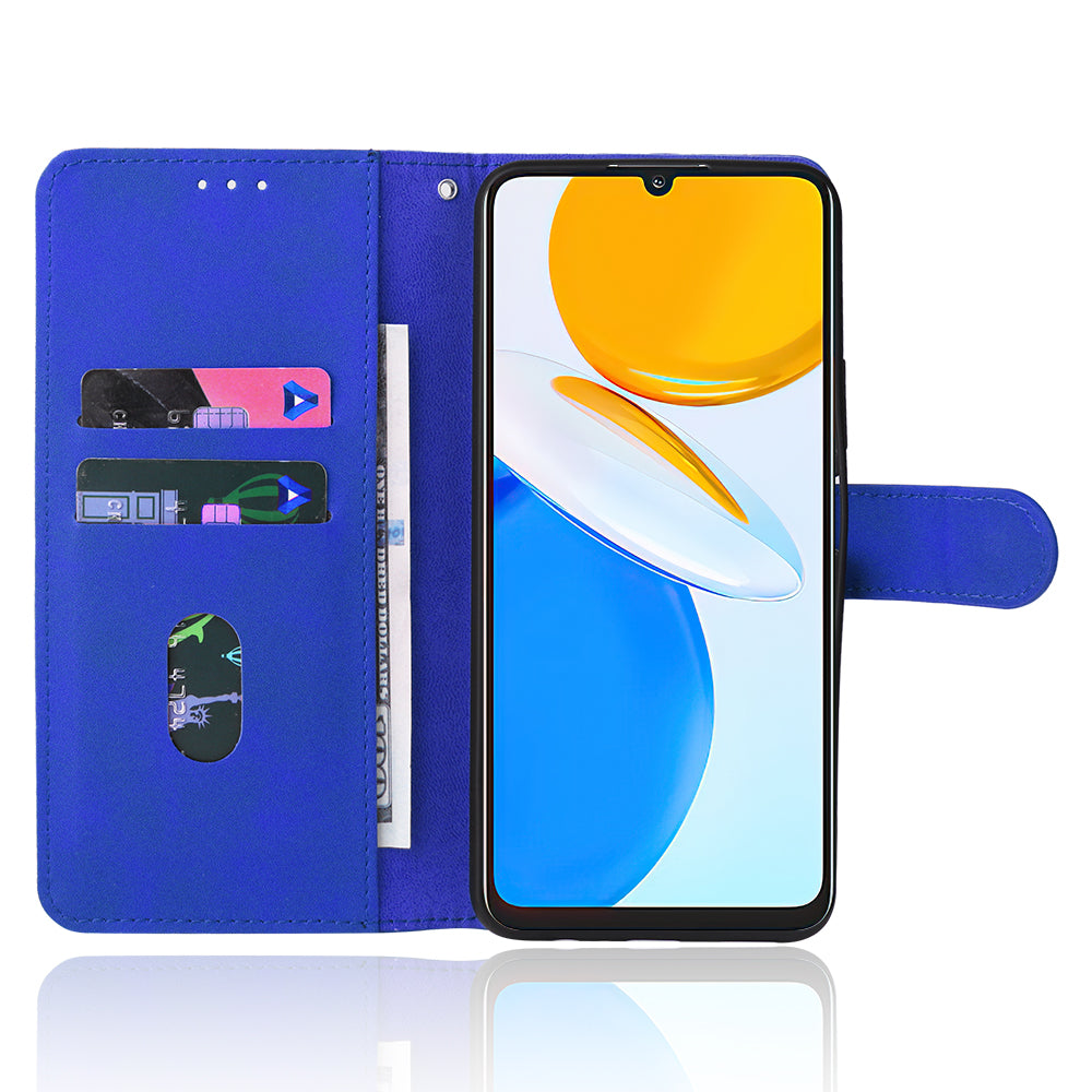 For Honor X7 Flip Wallet Phone Case Skin-touch Feeling Leather Stand Function TPU Inner Shell Shockproof Cover with Strap