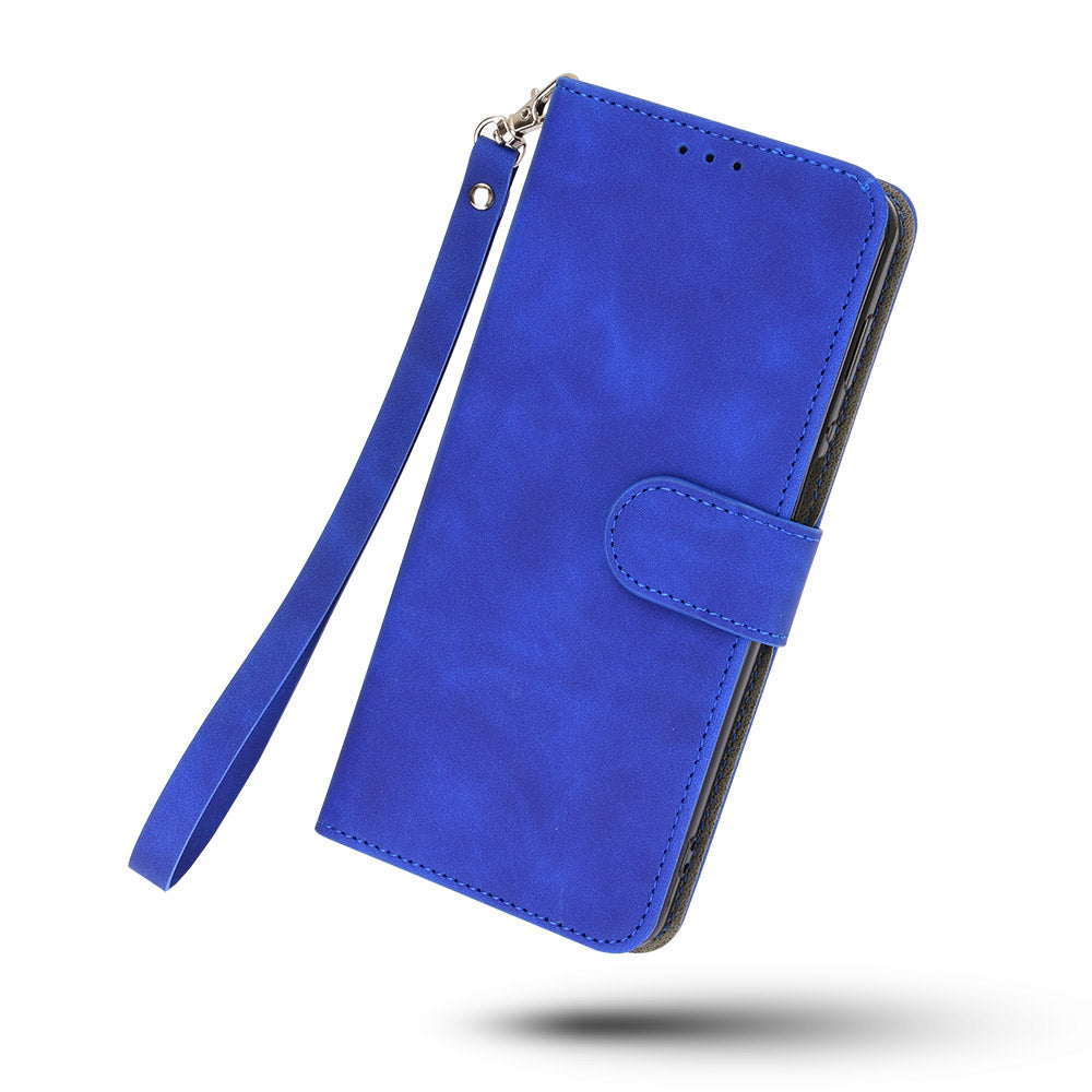 For Honor X7 Flip Wallet Phone Case Skin-touch Feeling Leather Stand Function TPU Inner Shell Shockproof Cover with Strap