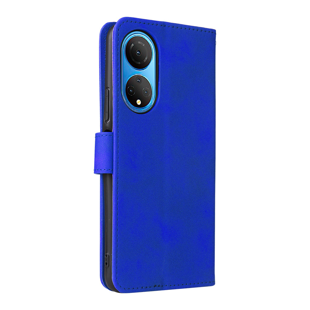 For Honor X7 Flip Wallet Phone Case Skin-touch Feeling Leather Stand Function TPU Inner Shell Shockproof Cover with Strap