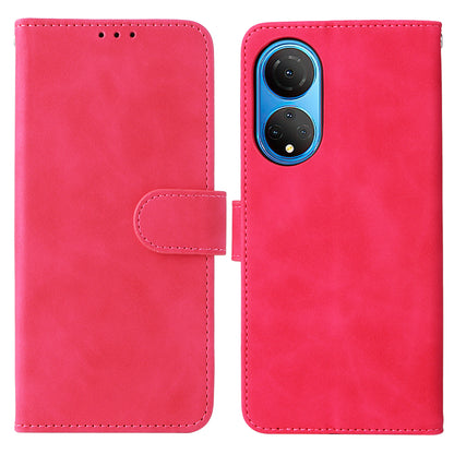 For Honor X7 Flip Wallet Phone Case Skin-touch Feeling Leather Stand Function TPU Inner Shell Shockproof Cover with Strap