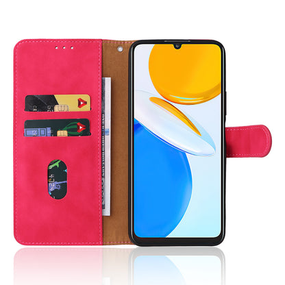 For Honor X7 Flip Wallet Phone Case Skin-touch Feeling Leather Stand Function TPU Inner Shell Shockproof Cover with Strap
