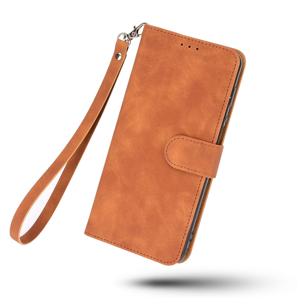 For Honor X7 Flip Wallet Phone Case Skin-touch Feeling Leather Stand Function TPU Inner Shell Shockproof Cover with Strap