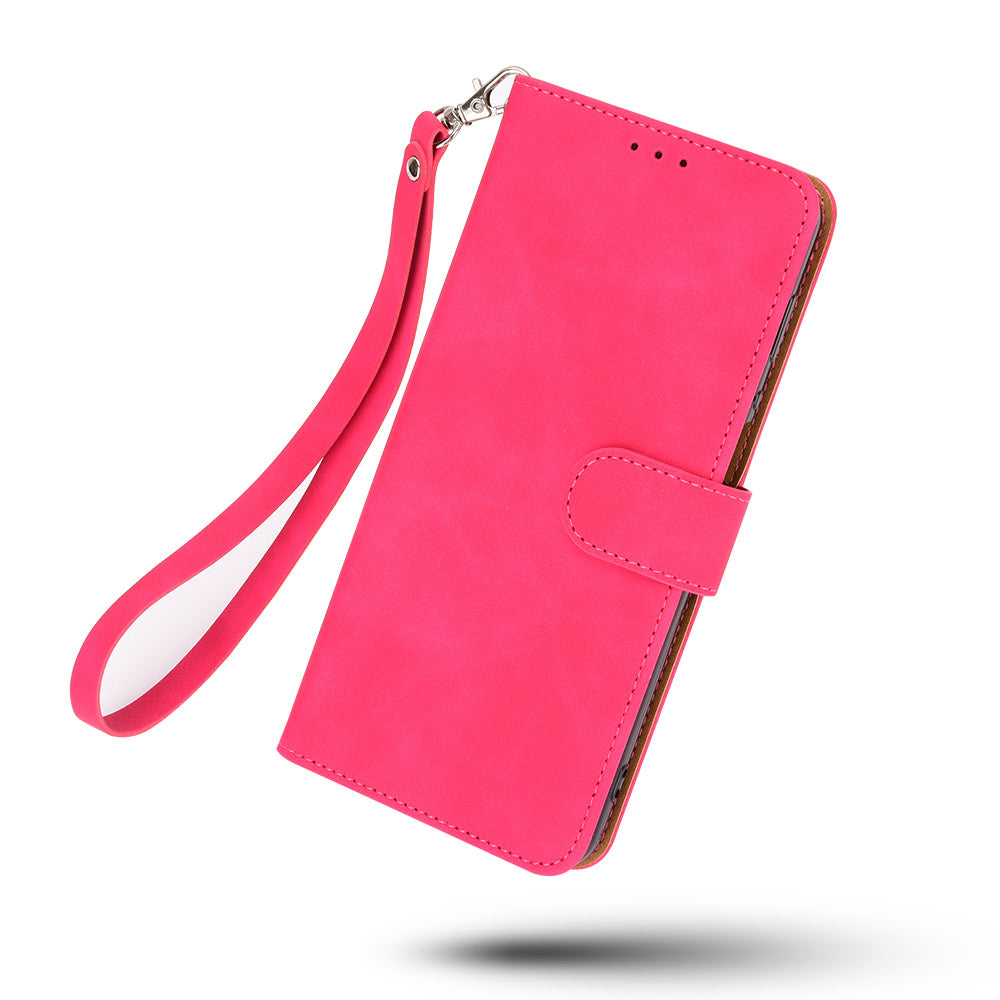 For Honor X8 Skin-touch Feeling Wallet Phone Case Flip Folio PU Leather Folding Stand Cover with Strap