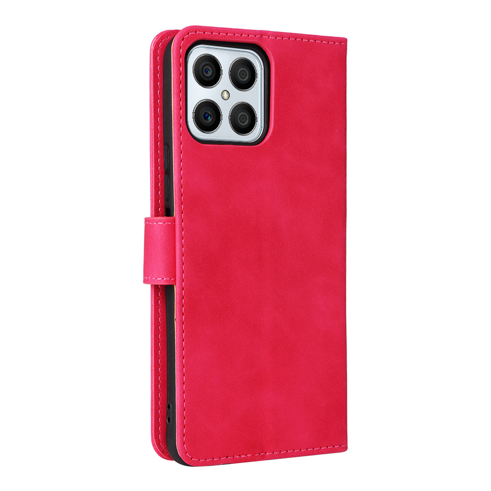 For Honor X8 Skin-touch Feeling Wallet Phone Case Flip Folio PU Leather Folding Stand Cover with Strap