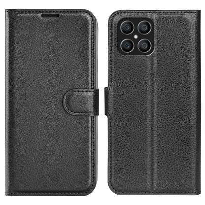 For Honor X8 Litchi Texture PU Leather Wallet Mobile Phone Case Stand Function Drop-proof Phone Cover
