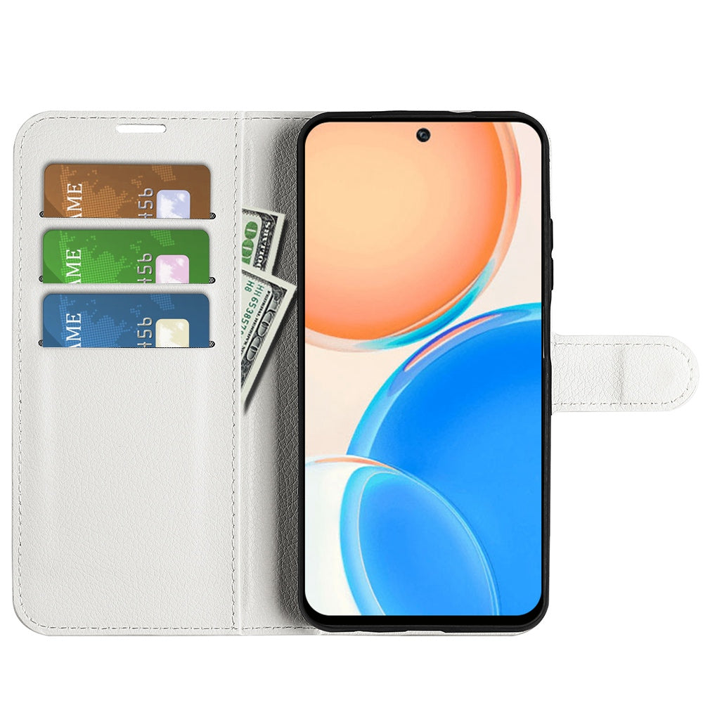 For Honor X8 Litchi Texture PU Leather Wallet Mobile Phone Case Stand Function Drop-proof Phone Cover