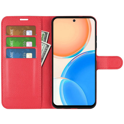 For Honor X8 Litchi Texture PU Leather Wallet Mobile Phone Case Stand Function Drop-proof Phone Cover
