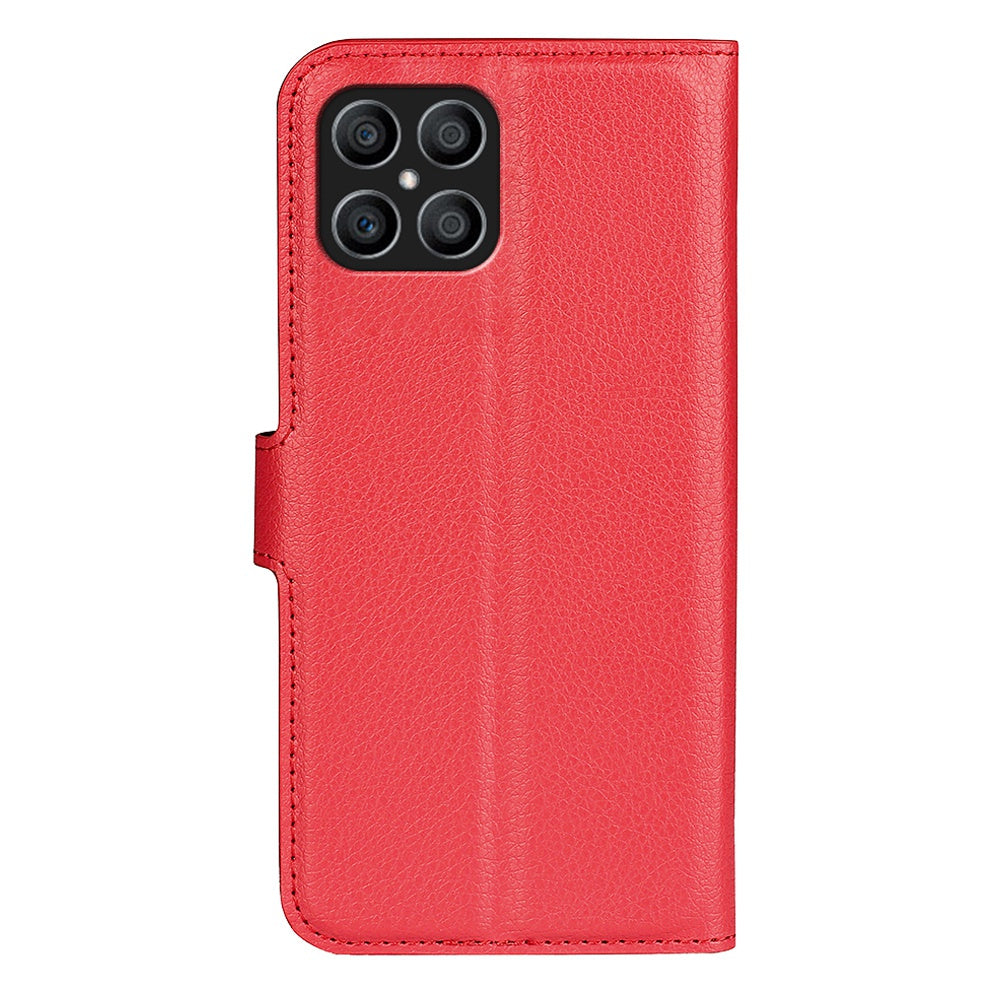 For Honor X8 Litchi Texture PU Leather Wallet Mobile Phone Case Stand Function Drop-proof Phone Cover
