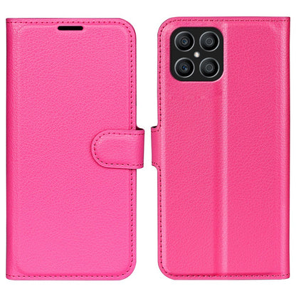 For Honor X8 Litchi Texture PU Leather Wallet Mobile Phone Case Stand Function Drop-proof Phone Cover