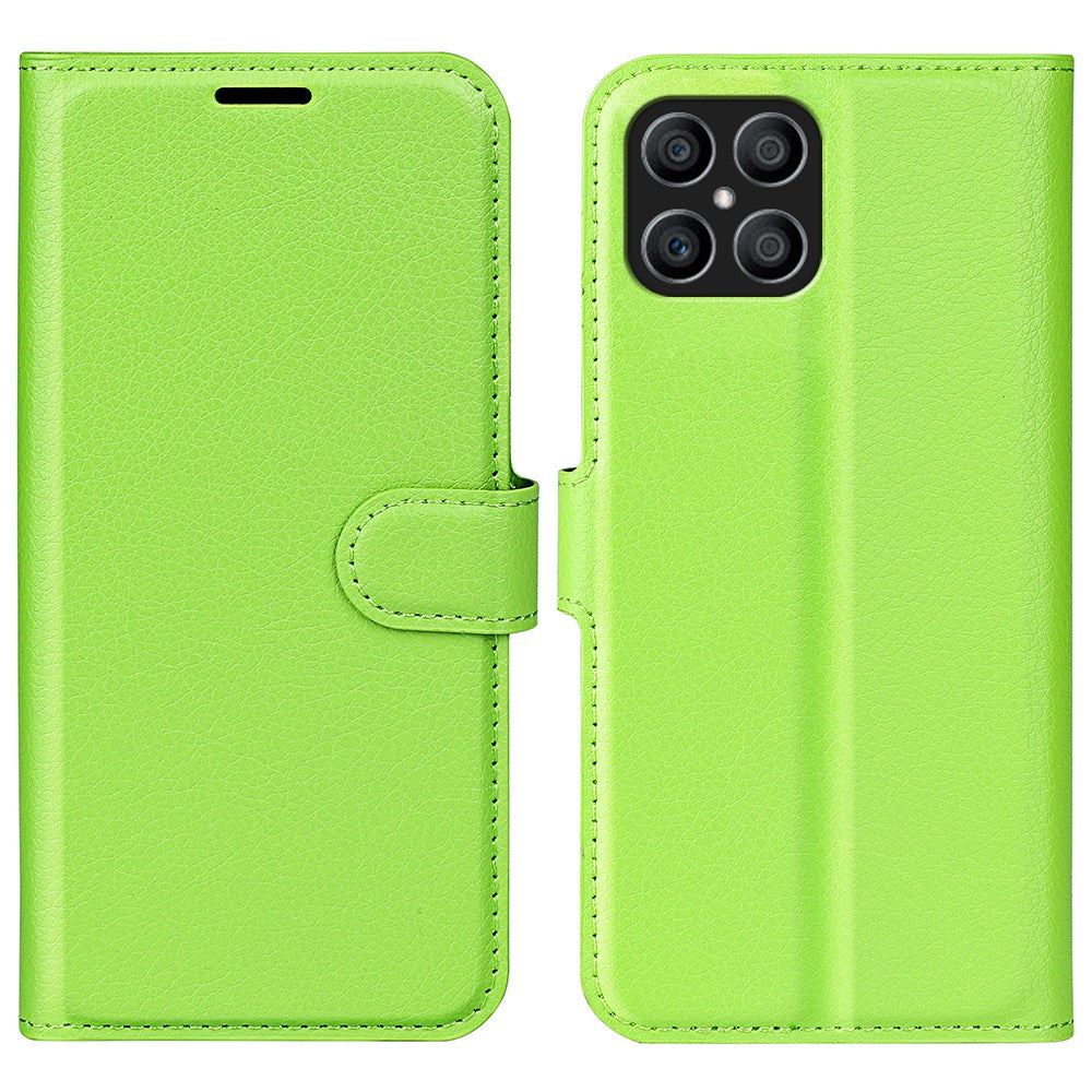 For Honor X8 Litchi Texture PU Leather Wallet Mobile Phone Case Stand Function Drop-proof Phone Cover