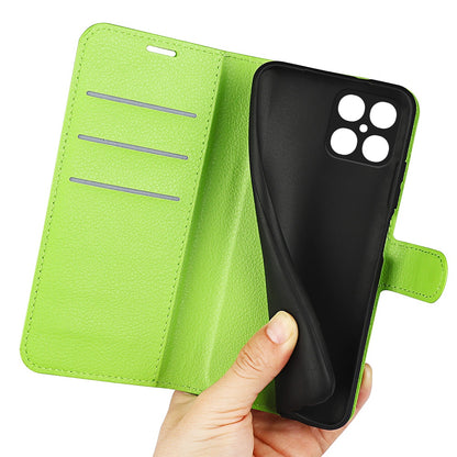 For Honor X8 Litchi Texture PU Leather Wallet Mobile Phone Case Stand Function Drop-proof Phone Cover