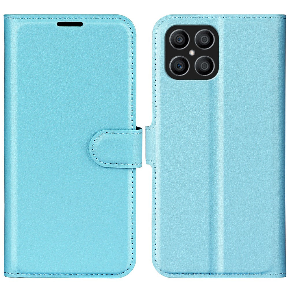 For Honor X8 Litchi Texture PU Leather Wallet Mobile Phone Case Stand Function Drop-proof Phone Cover