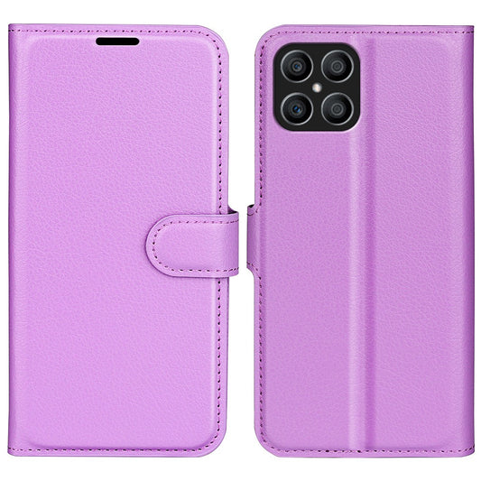 For Honor X8 Litchi Texture PU Leather Wallet Mobile Phone Case Stand Function Drop-proof Phone Cover
