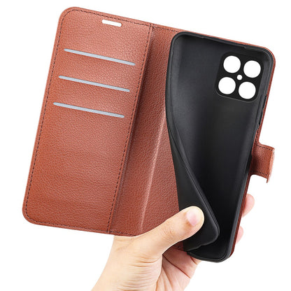 For Honor X8 Litchi Texture PU Leather Wallet Mobile Phone Case Stand Function Drop-proof Phone Cover