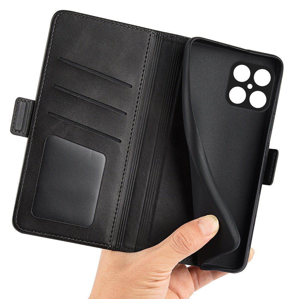 For Honor X8 Textured PU Leather Phone Case Foldable Stand Wallet Function Protective Cover