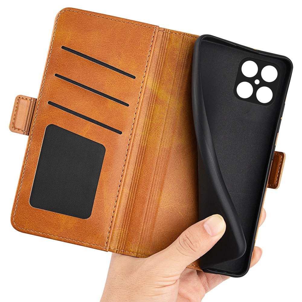 For Honor X8 Textured PU Leather Phone Case Foldable Stand Wallet Function Protective Cover