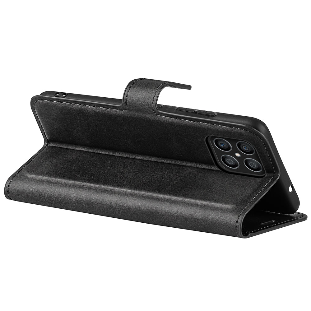 For Honor X8 Textured PU Leather Cover Stand Wallet Feature Magnetic Clasp Shockproof Flip Phone Case