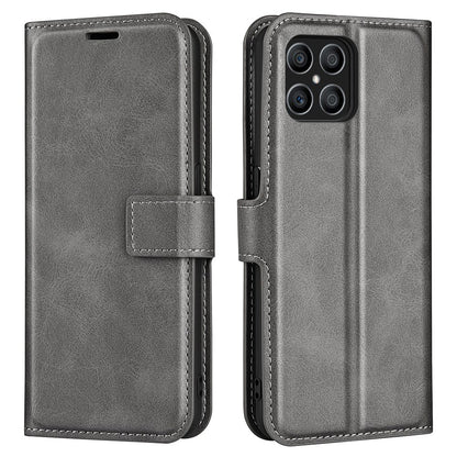 For Honor X8 Textured PU Leather Cover Stand Wallet Feature Magnetic Clasp Shockproof Flip Phone Case