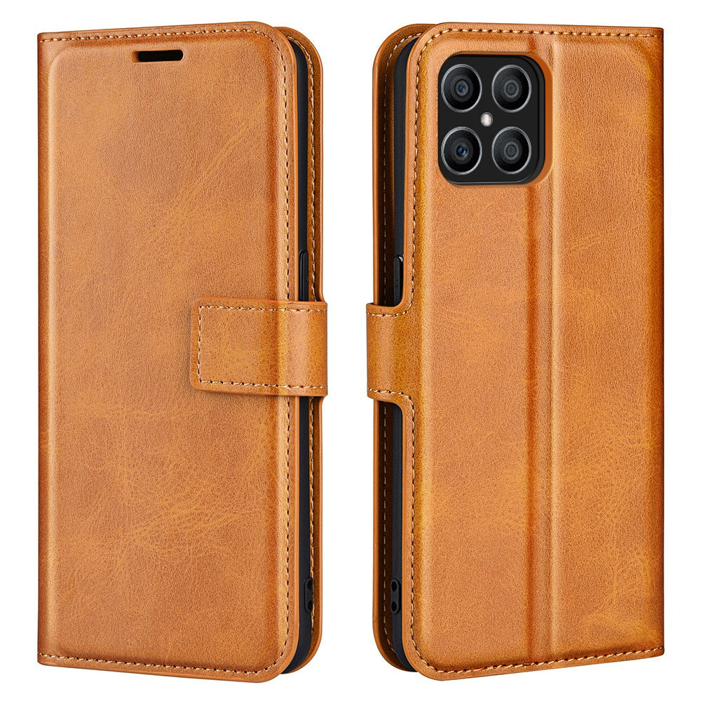 For Honor X8 Textured PU Leather Cover Stand Wallet Feature Magnetic Clasp Shockproof Flip Phone Case