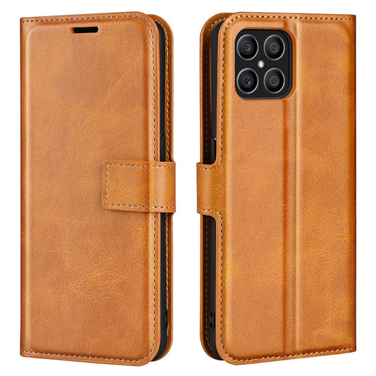 For Honor X8 Textured PU Leather Cover Stand Wallet Feature Magnetic Clasp Shockproof Flip Phone Case