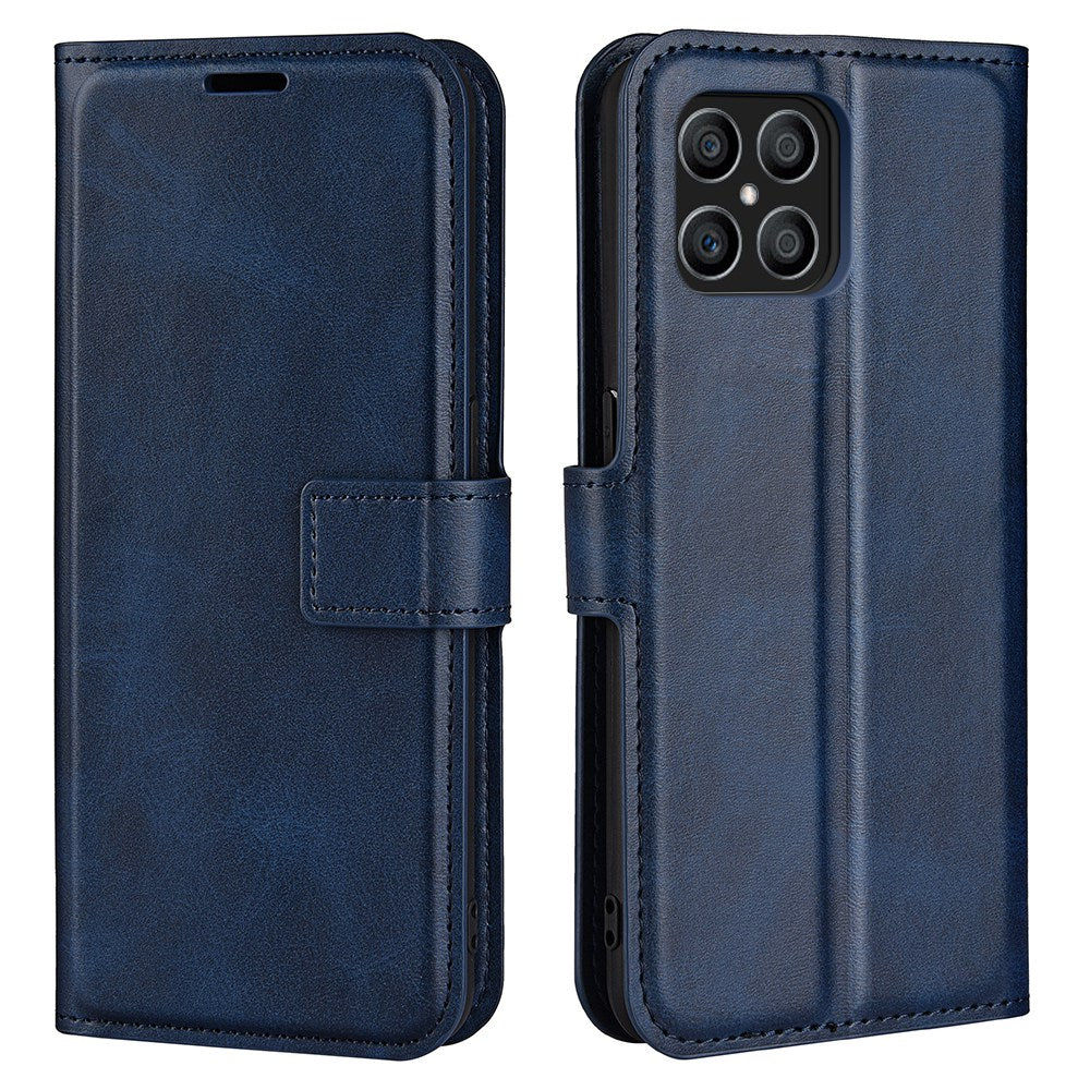 For Honor X8 Textured PU Leather Cover Stand Wallet Feature Magnetic Clasp Shockproof Flip Phone Case