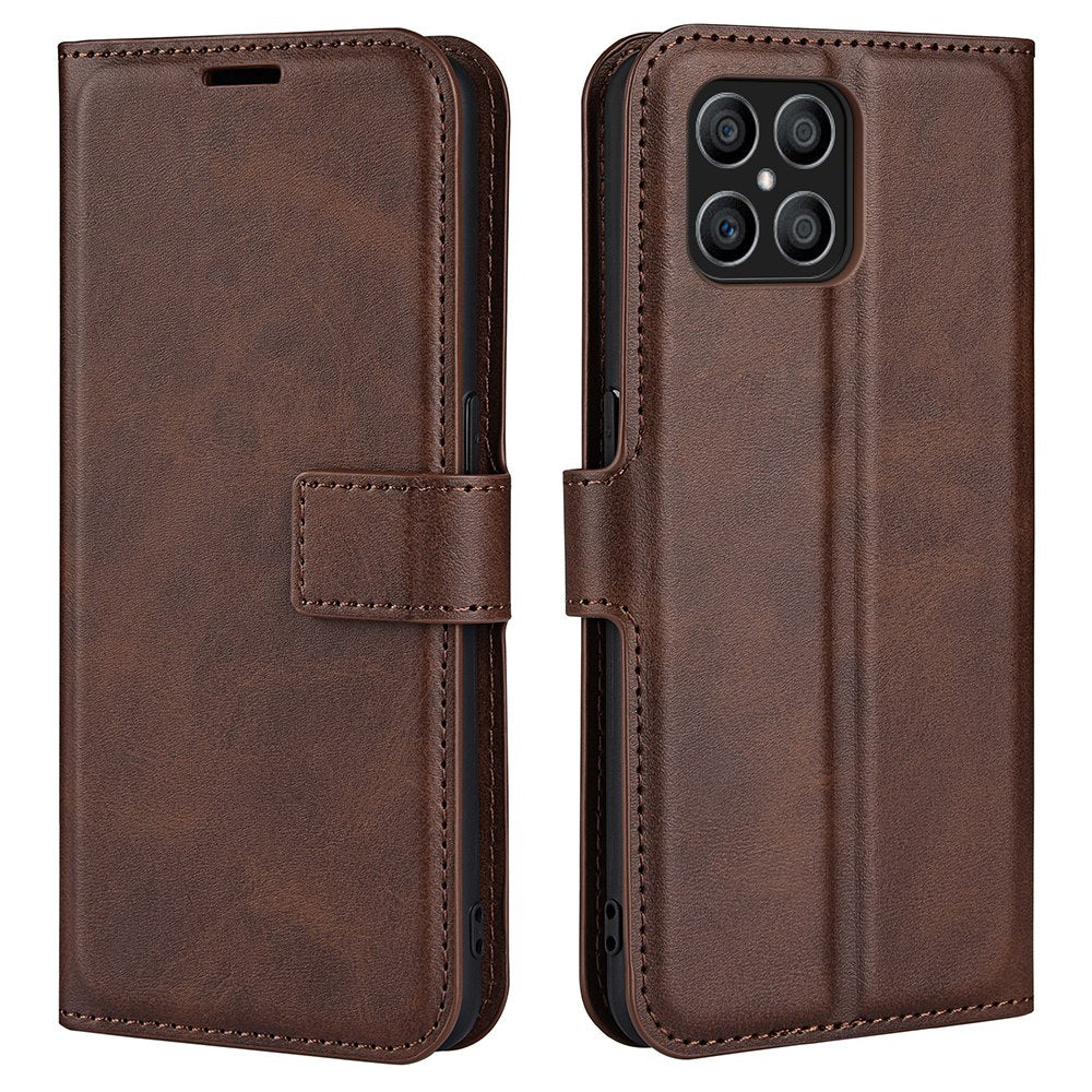 For Honor X8 Textured PU Leather Cover Stand Wallet Feature Magnetic Clasp Shockproof Flip Phone Case