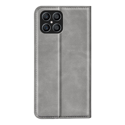 For Honor X8 Skin-touch Folio Flip Leather Cover Auto-absorbed Magnetic Phone Wallet Stand Case