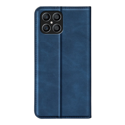 For Honor X8 Skin-touch Folio Flip Leather Cover Auto-absorbed Magnetic Phone Wallet Stand Case