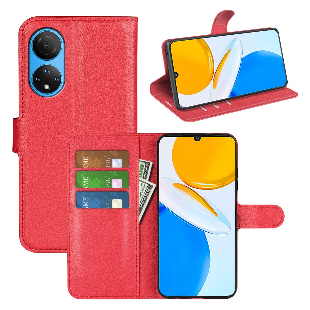 For Honor X7 Litchi Texture PU Leather Phone Full-protection Case Wallet Stand Function Shockproof Cover