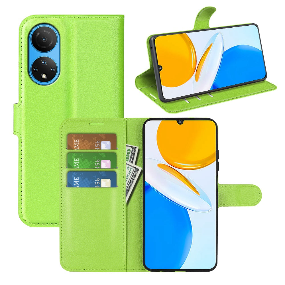 For Honor X7 Litchi Texture PU Leather Phone Full-protection Case Wallet Stand Function Shockproof Cover