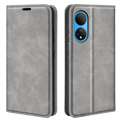 For Honor X7 Skin-touch Feeling PU Leather Cover Magnetic Auto-absorbed Phone Wallet Stand Case