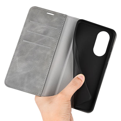 For Honor X7 Skin-touch Feeling PU Leather Cover Magnetic Auto-absorbed Phone Wallet Stand Case