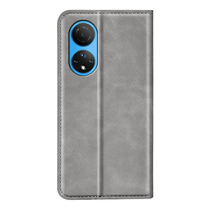 For Honor X7 Skin-touch Feeling PU Leather Cover Magnetic Auto-absorbed Phone Wallet Stand Case
