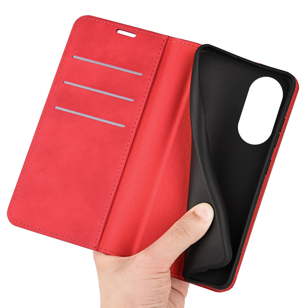 For Honor X7 Skin-touch Feeling PU Leather Cover Magnetic Auto-absorbed Phone Wallet Stand Case