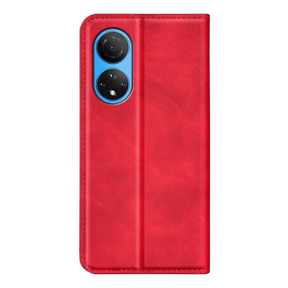 For Honor X7 Skin-touch Feeling PU Leather Cover Magnetic Auto-absorbed Phone Wallet Stand Case