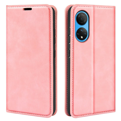 For Honor X7 Skin-touch Feeling PU Leather Cover Magnetic Auto-absorbed Phone Wallet Stand Case