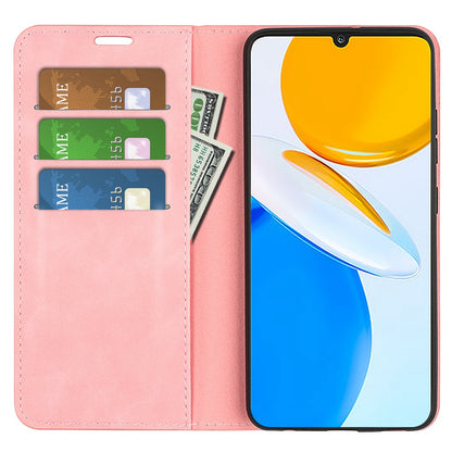For Honor X7 Skin-touch Feeling PU Leather Cover Magnetic Auto-absorbed Phone Wallet Stand Case