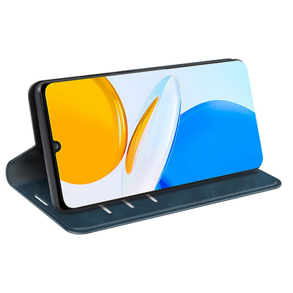 For Honor X7 Skin-touch Feeling PU Leather Cover Magnetic Auto-absorbed Phone Wallet Stand Case