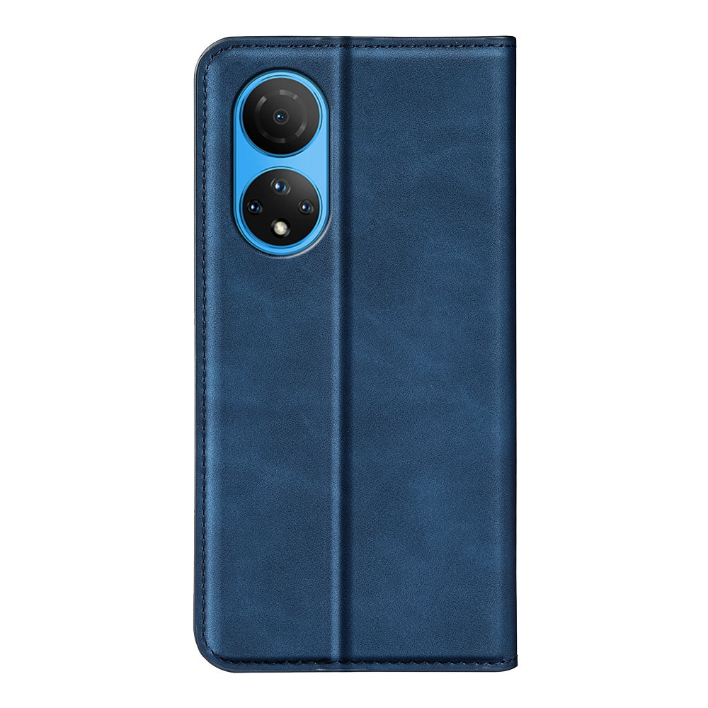 For Honor X7 Skin-touch Feeling PU Leather Cover Magnetic Auto-absorbed Phone Wallet Stand Case