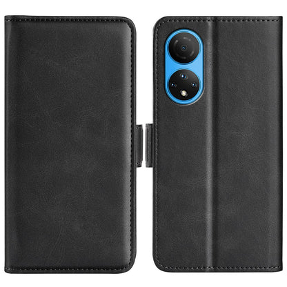 For Honor X7 Dual Clasp Textured PU Leather Phone Case Anti-drop Protective Cover with Stand Wallet
