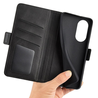 For Honor X7 Dual Clasp Textured PU Leather Phone Case Anti-drop Protective Cover with Stand Wallet