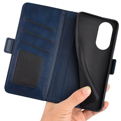 For Honor X7 Dual Clasp Textured PU Leather Phone Case Anti-drop Protective Cover with Stand Wallet