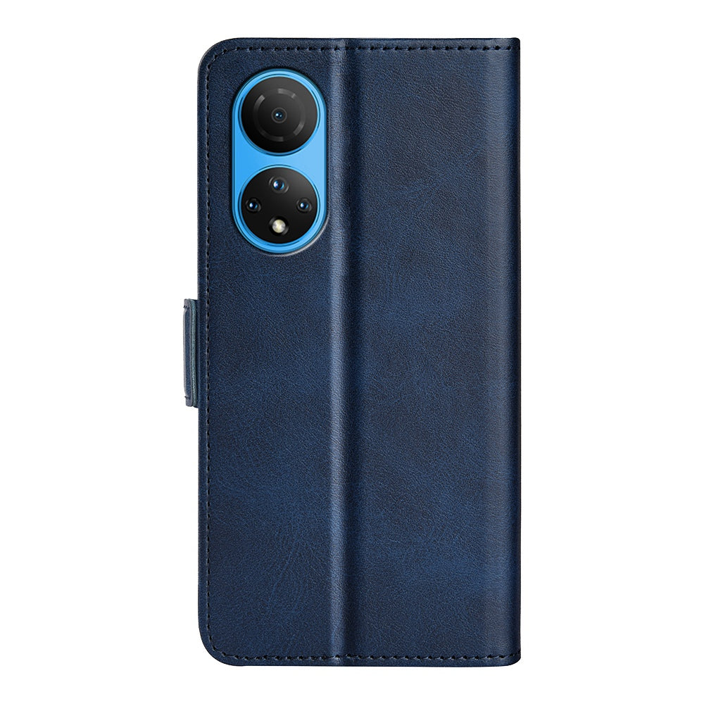 For Honor X7 Dual Clasp Textured PU Leather Phone Case Anti-drop Protective Cover with Stand Wallet